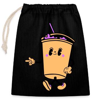 Boisson Dessin Animé - Sac cadeau en coton avec cordon (25 x 30 cm) - noir - Devant