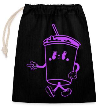 Boire Dessin Animé - Sac cadeau en coton avec cordon (25 x 30 cm) - noir - Devant