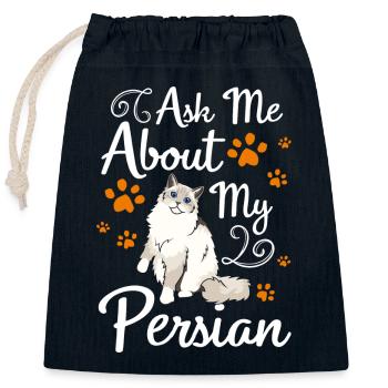 Perser Katzenfreund Katzenlady - Verschließbarer Geschenkbeutel aus Baumwolle (25x30cm) - Navy - Vorne