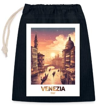 Venezia Stadt Art Design City Printing - Closable cotton gift bag (25x30cm) - navy - Front