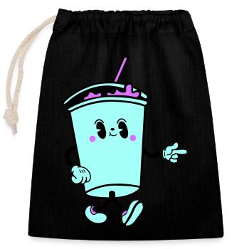 Boisson Dessin Animé - Sac cadeau en coton avec cordon (25 x 30 cm) - noir - Devant