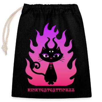 Enchanted Black Cat - Closable cotton gift bag (25x30cm) - black - Front