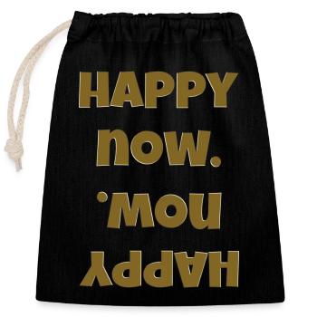 happy now - Closable cotton gift bag (25x30cm) - black - Front