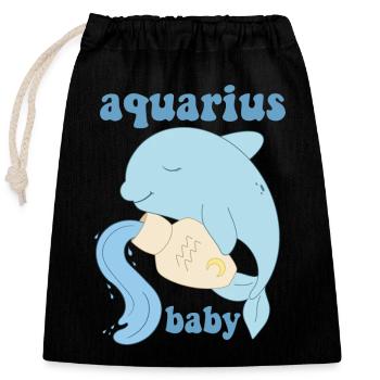aquarius baby - Verschließbarer Geschenkbeutel aus Baumwolle (25x30cm) - Schwarz - Vorne