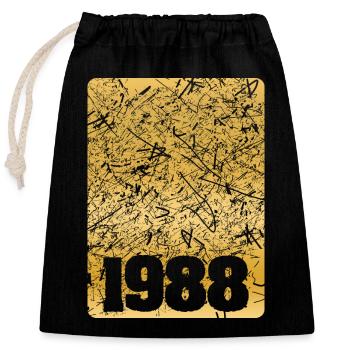 Year 1988 - Closable cotton gift bag (25x30cm) - black - Front