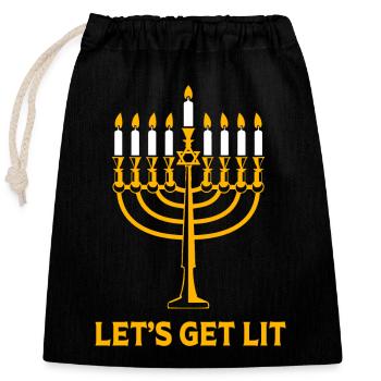 Chanukkah - Verschließbarer Geschenkbeutel aus Baumwolle (25x30cm) - Schwarz - Vorne
