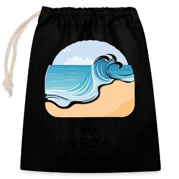 L’amour de la plage - Sac cadeau en coton avec cordon (25 x 30 cm) - noir - Devant