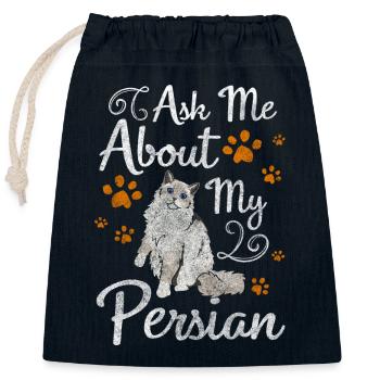 Persian Cat Cute Longhair Cat - Closable cotton gift bag (25x30cm) - navy - Front