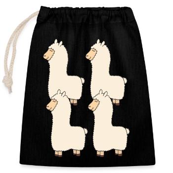 Lama Lot de quatre - Sac cadeau en coton avec cordon (25 x 30 cm) - noir - Devant