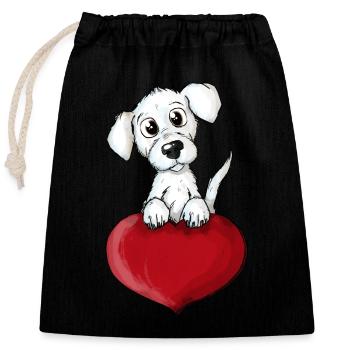 Dog Heart - Closable cotton gift bag (25x30cm) - black - Front