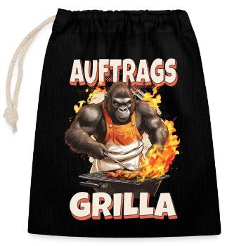 Grilling Grilla Griller Gorilla BBQ Saying Funny - Closable cotton gift bag (25x30cm) - black - Front