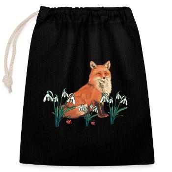Fuchs Füchse Frühling Frühlingsanfang Kinder - Verschließbarer Geschenkbeutel aus Baumwolle (25x30cm) - Schwarz - Vorne
