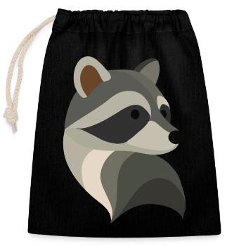 Verspielter Waschbär – Niedliche Tierillustration - Verschließbarer Geschenkbeutel aus Baumwolle (25x30cm) - Schwarz - Vorne