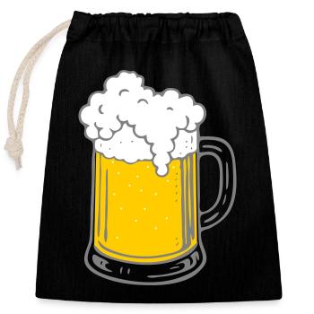 Bier - Verschließbarer Geschenkbeutel aus Baumwolle (25x30cm) - Schwarz - Vorne
