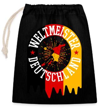 Champion du monde de handball en Allemagne - Sac cadeau en coton avec cordon (25 x 30 cm) - noir - Devant