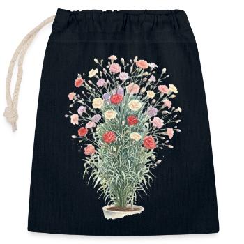 Romantischer Nelkenstrauß - Verschließbarer Geschenkbeutel aus Baumwolle (25x30cm) - Navy - Vorne