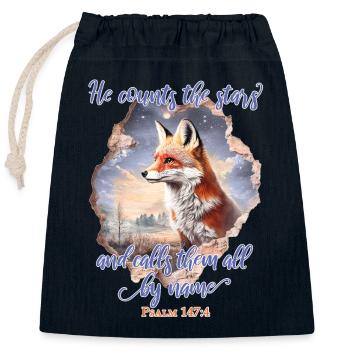 Fox Bible Verse Christian - Closable cotton gift bag (25x30cm) - navy - Front
