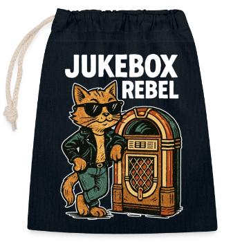 Rockabilly Jukebox Cool Cat Rebel Cadeau rétro - Sac cadeau en coton avec cordon (25 x 30 cm) - bleu marine - Devant