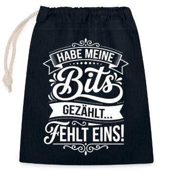 J’ai compté mes morceaux... Il en manque un ! - Sac cadeau en coton avec cordon (25 x 30 cm) - bleu marine - Devant