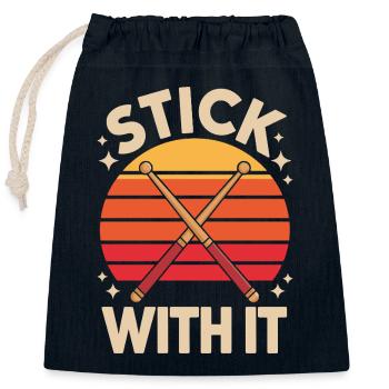  Stick With It Schlagzeuger Spruch Retro - Verschließbarer Geschenkbeutel aus Baumwolle (25x30cm) - Navy - Vorne