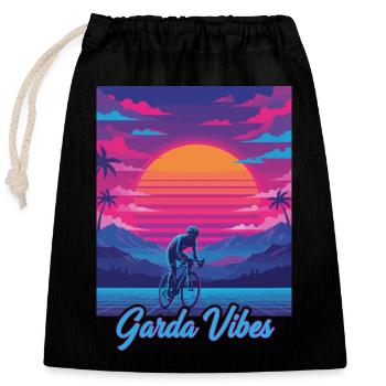 Garda Vibes 80s Vaporwave Cyclist Neon Art - Closable cotton gift bag (25x30cm) - black - Front