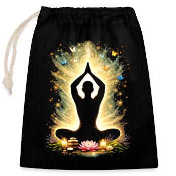 Yoga Achtsamkeit Energie Silhouette Design - Verschließbarer Geschenkbeutel aus Baumwolle (25x30cm) - Schwarz - Vorne