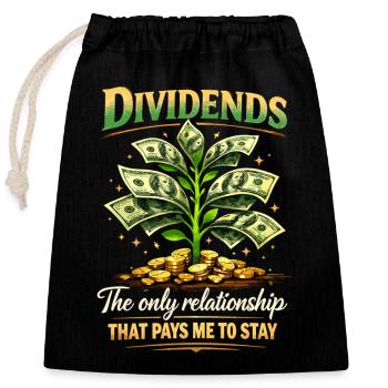 Arbre de la Monnaie des Dividendes : La meilleure relation de la vie - Sac cadeau en coton avec cordon (25 x 30 cm) - noir - Devant