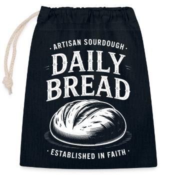 Daily Bread Sourdough Faith Logo - Verschließbarer Geschenkbeutel aus Baumwolle (25x30cm) - Navy - Vorne