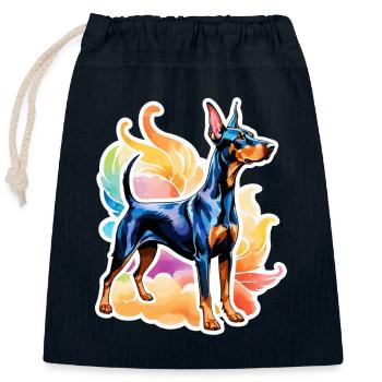 Dobermann Wasserfarben - Verschließbarer Geschenkbeutel aus Baumwolle (25x30cm) - Navy - Vorne