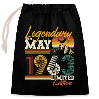 May 1963 born vintage birthday - Closable cotton gift bag (25x30cm) - black - Front