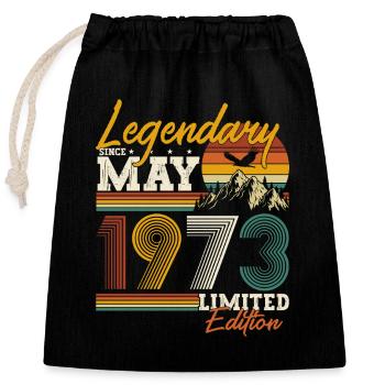 Mai 1973 né vintage anniversaire - Sac cadeau en coton avec cordon (25 x 30 cm) - noir - Devant