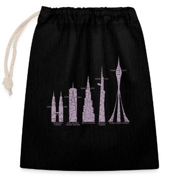 the 7 largest buildings in the world - Closable cotton gift bag (25x30cm) - black - Front