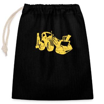 Pilote de pelle Chargeuse sur pneus Pelle - Sac cadeau en coton avec cordon (25 x 30 cm) - noir - Devant
