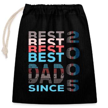 Meilleur papa du monde depuis 2005 Fête des Pères - Sac cadeau en coton avec cordon (25 x 30 cm) - noir - Devant