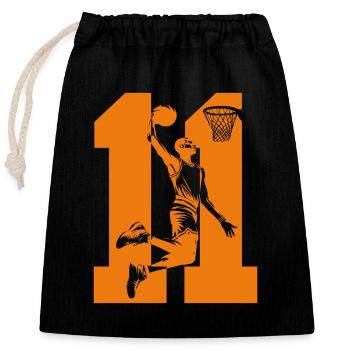 NUMBER 11 BASKETBALL 11TH BIRTHDAY - Closable cotton gift bag (25x30cm) - black - Front