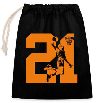 NUMBER 21 BASKETBALL 21ST BIRTHDAY - Closable cotton gift bag (25x30cm) - black - Front