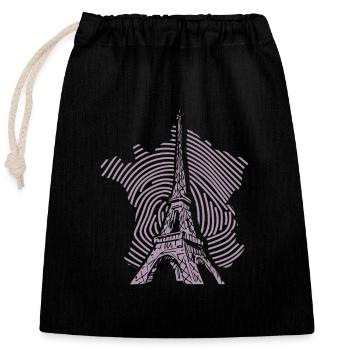 Tour Eiffel Silhouette Minimaliste Paris - Sac cadeau en coton avec cordon (25 x 30 cm) - noir - Devant