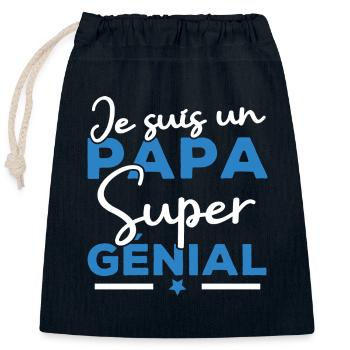 Je suis un papa super génial - Sac cadeau en coton avec cordon (25 x 30 cm) - bleu marine - Devant