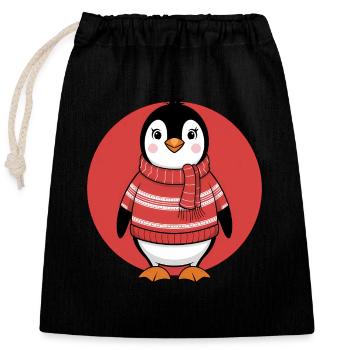 Pinguin süß Winter Schal Südpol Antarktis - Verschließbarer Geschenkbeutel aus Baumwolle (25x30cm) - Schwarz - Vorne