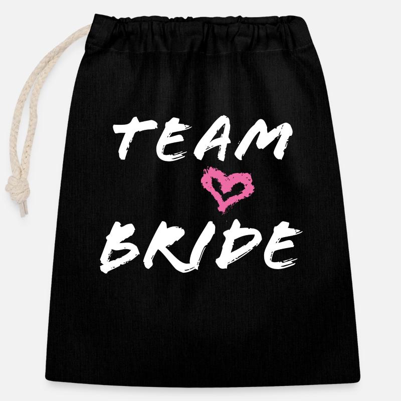 Équipe Bride - Sac cadeau en coton avec cordon (25 x 30 cm) - noir