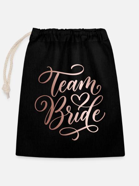 Team Bride Handlettering JGA - Verschließbarer Geschenkbeutel aus Baumwolle (25x30cm) - Schwarz