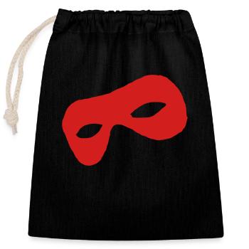 Rote Maske: Mystik im Fokus - Verschließbarer Geschenkbeutel aus Baumwolle (25x30cm) - Schwarz - Vorne