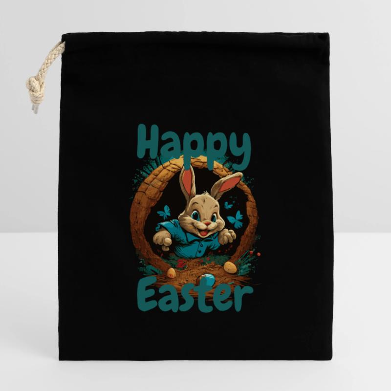 happy Easter Easter in the Easter basket Easter Closable cotton gift bag (25x30cm)