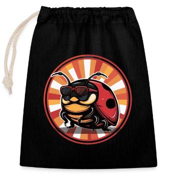 Ladybug Comic - Closable cotton gift bag (25x30cm) - black - Front