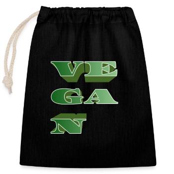 VEGAN - Verschließbarer Geschenkbeutel aus Baumwolle (25x30cm) - Schwarz - Vorne