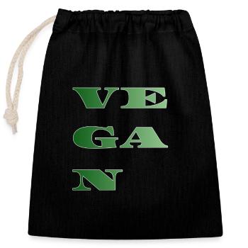 VEGAN - Verschließbarer Geschenkbeutel aus Baumwolle (25x30cm) - Schwarz - Vorne