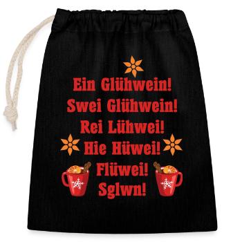 Ein swei Glühwein Weihnachtsmarkt saufen besaufen - Verschließbarer Geschenkbeutel aus Baumwolle (25x30cm) - Schwarz - Vorne