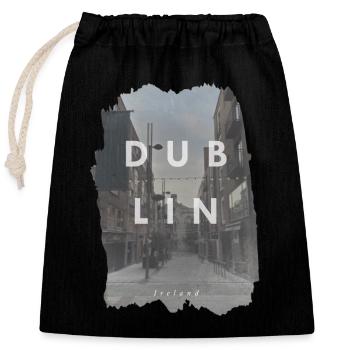 Dublin Print für Irland-Fans - Verschließbarer Geschenkbeutel aus Baumwolle (25x30cm) - Schwarz - Vorne
