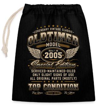 Oldtimer Baujahr 2005 Jahrgang Geburtstag Geschenk - Verschließbarer Geschenkbeutel aus Baumwolle (25x30cm) - Schwarz - Vorne