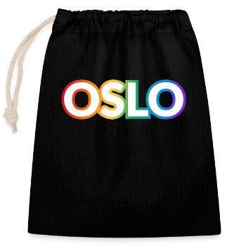 OSLO RAINBOW HAPPY PRIDE - Verschließbarer Geschenkbeutel aus Baumwolle (25x30cm) - Schwarz - Vorne